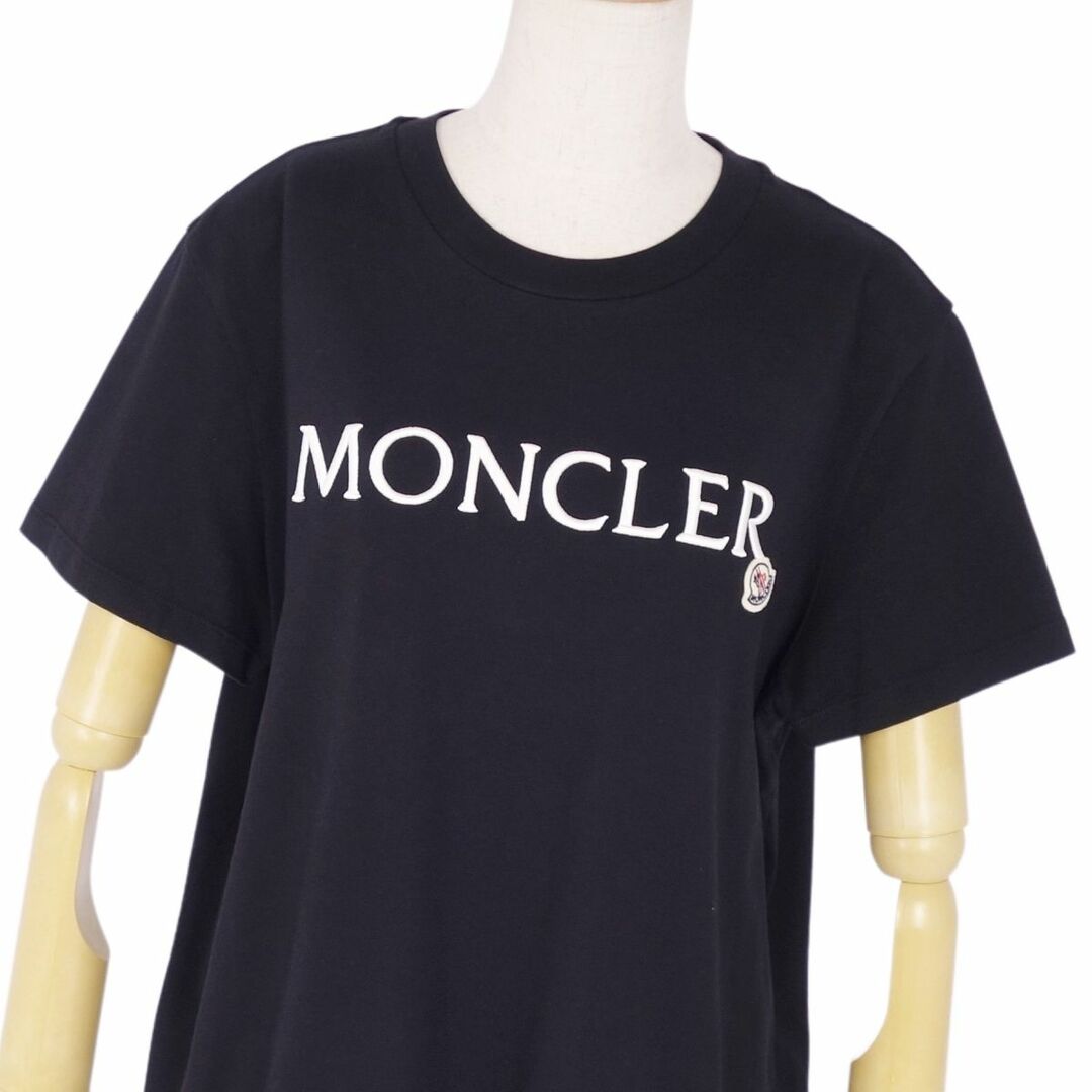 MONCLER(モンクレール)の美品 モンクレール MONCLER Tシャツ カットソー 2022年 半袖 ショートスリーブ ロゴ刺繍 トップス レディース XL 黒 レディースのトップス(Tシャツ(半袖/袖なし))の商品写真