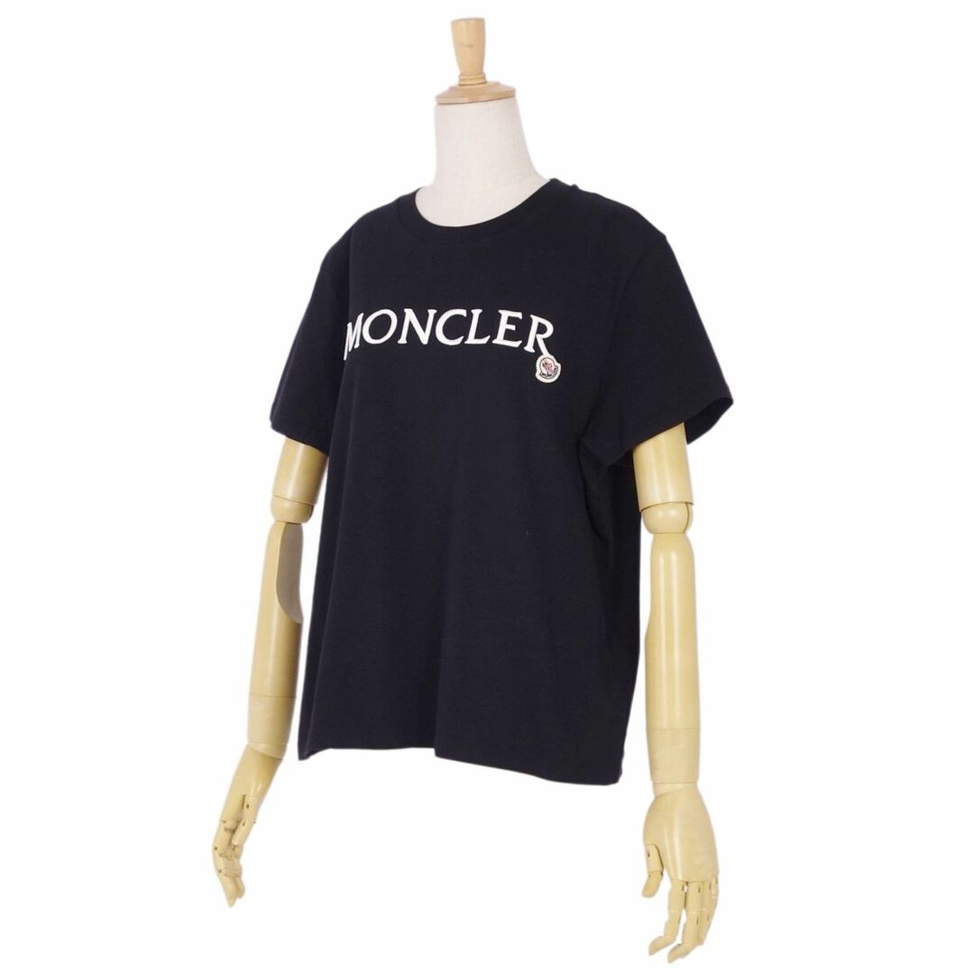 MONCLER(モンクレール)の美品 モンクレール MONCLER Tシャツ カットソー 2022年 半袖 ショートスリーブ ロゴ刺繍 トップス レディース XL 黒 レディースのトップス(Tシャツ(半袖/袖なし))の商品写真