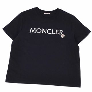 MONCLER - 美品 モンクレール MONCLER Tシャツ カットソー 2022年 半袖 ショートスリーブ ロゴ刺繍 トップス レディース XL 黒