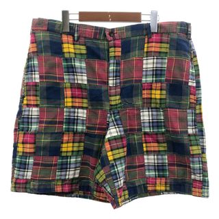 J.Crew - 90年代 J.CREW ジェイクルー パッチワーク ショートパンツ 大きいサイズ チェック マルチカラー (メンズ W38) 中古 古着 Q6466