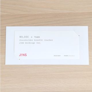 ジンズ(JINS)のJINS ジンズ 株主優待券 9000円 +tax(ショッピング)