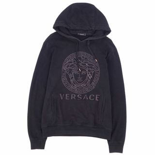 VERSACE - ヴェルサーチ VERSACE パーカー フーディー メデューサ プルオーバー コットン トップス メンズ M ブラック