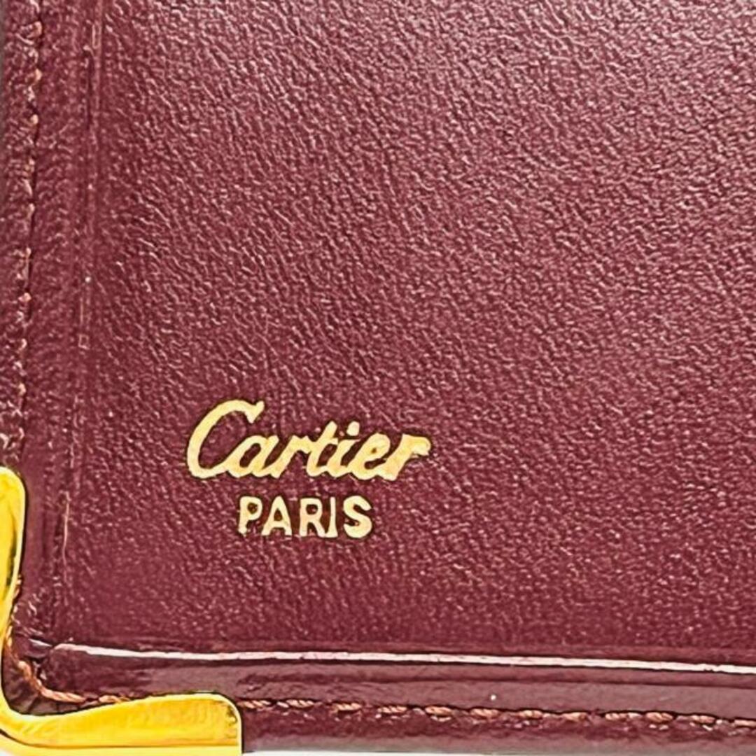 Cartier(カルティエ)のCartier(カルティエ) 2つ折り財布 マストライン ボルドー×ゴールド レザー レディースのファッション小物(財布)の商品写真