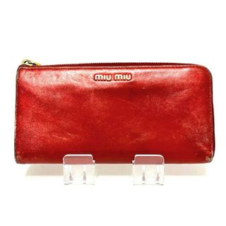 ミュウミュウ(miumiu)のmiumiu(ミュウミュウ) 長財布 - レッド タッセル/L字ファスナー レザー(財布)