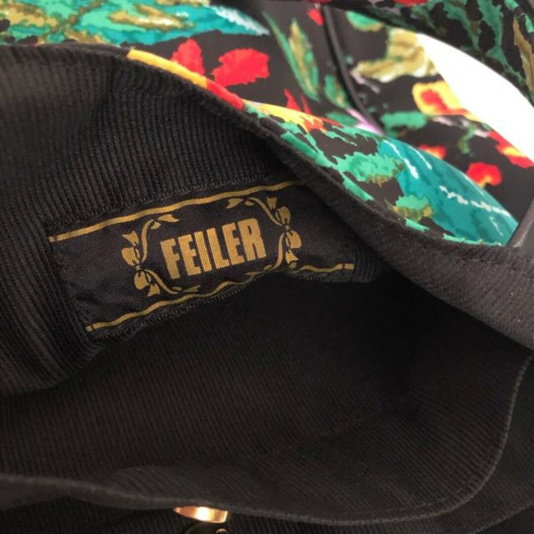 FEILER(フェイラー)のFEILER(フェイラー) トートバッグ美品  - 黒×グリーン×マルチ 花柄 ナイロン×レザー レディースのバッグ(トートバッグ)の商品写真