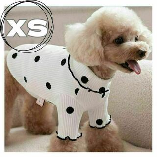 ドッグウェア 犬服 犬 小型犬 ハイネック 水玉 かわいい 袖口 ふりふり XS