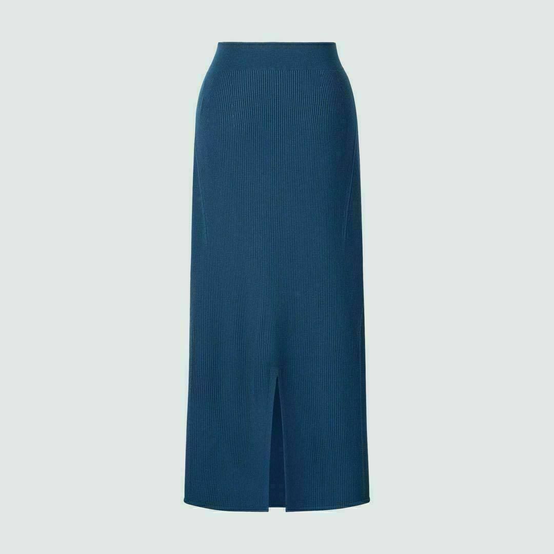 UNIQLO(ユニクロ)の新品 ユニクロ 美シルエット 3Dリブロングスカート 青色 M/L レディースのスカート(ロングスカート)の商品写真