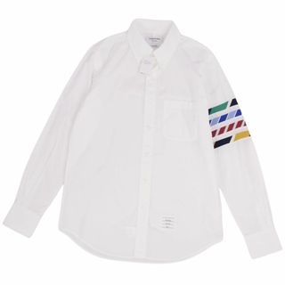 極美品 トムブラウン THOM BROWNE シャツ ロングスリーブ ストライプ コットン トップス メンズ 2(M相当) ホワイト(シャツ)