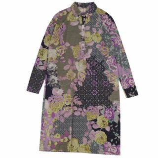 美品 エトロ ETRO ワンピース ロングスリーブ ニット 総柄 トップス レディース イタリア製 44(XL相当) マルチカラー