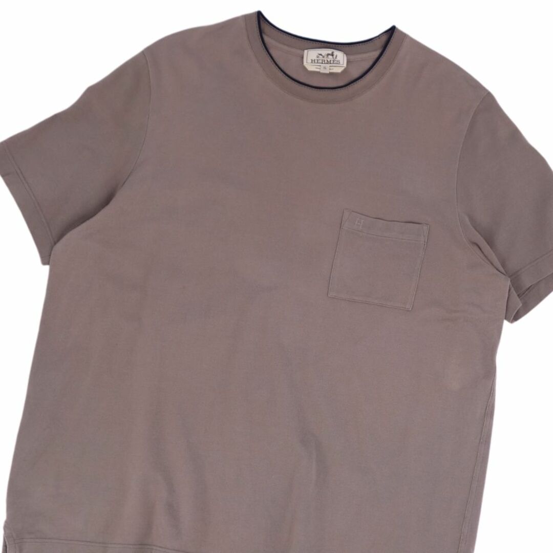 Hermes(エルメス)のエルメス HERMES Tシャツ カットソー ショートスリーブ 鹿の子 コットン トップス メンズ XL ライトブラウン メンズのトップス(Tシャツ/カットソー(半袖/袖なし))の商品写真