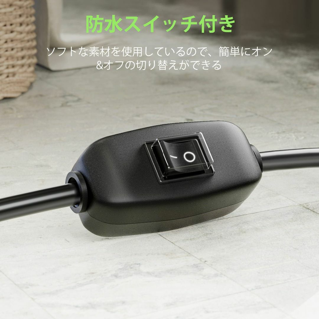 powseed 防水 延長コード スイッチ付き 1m 15A 125V 防雨キャ スマホ/家電/カメラの生活家電(その他)の商品写真