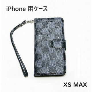  SALE★iPhone用ケース　iPhone XS Max　チェック　黒(iPhoneケース)