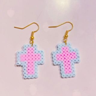 ♥クロスピアス（水色×ピンク）♥(ピアス)