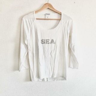 ソニアリキエル(SONIA RYKIEL)のSONIARYKIEL(ソニアリキエル) 七分袖カットソー サイズM レディース - 白 Uネック/ラインストーン(カットソー(長袖/七分))