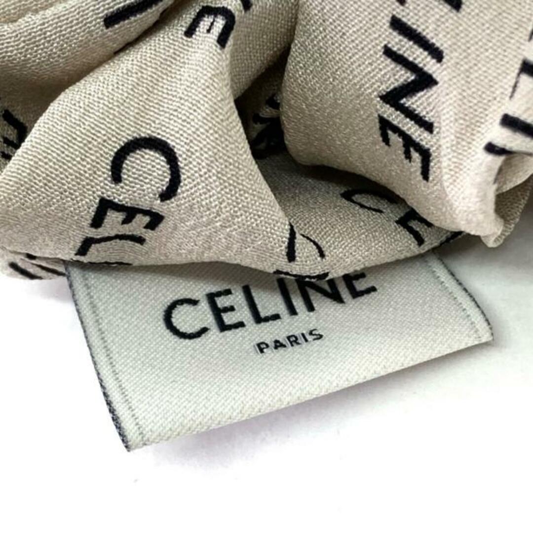 celine(セリーヌ)のCELINE(セリーヌ) シュシュ美品  - シルク×金属素材 アイボリー×黒×ゴールド マカダムモチーフ レディースのヘアアクセサリー(ヘアゴム/シュシュ)の商品写真