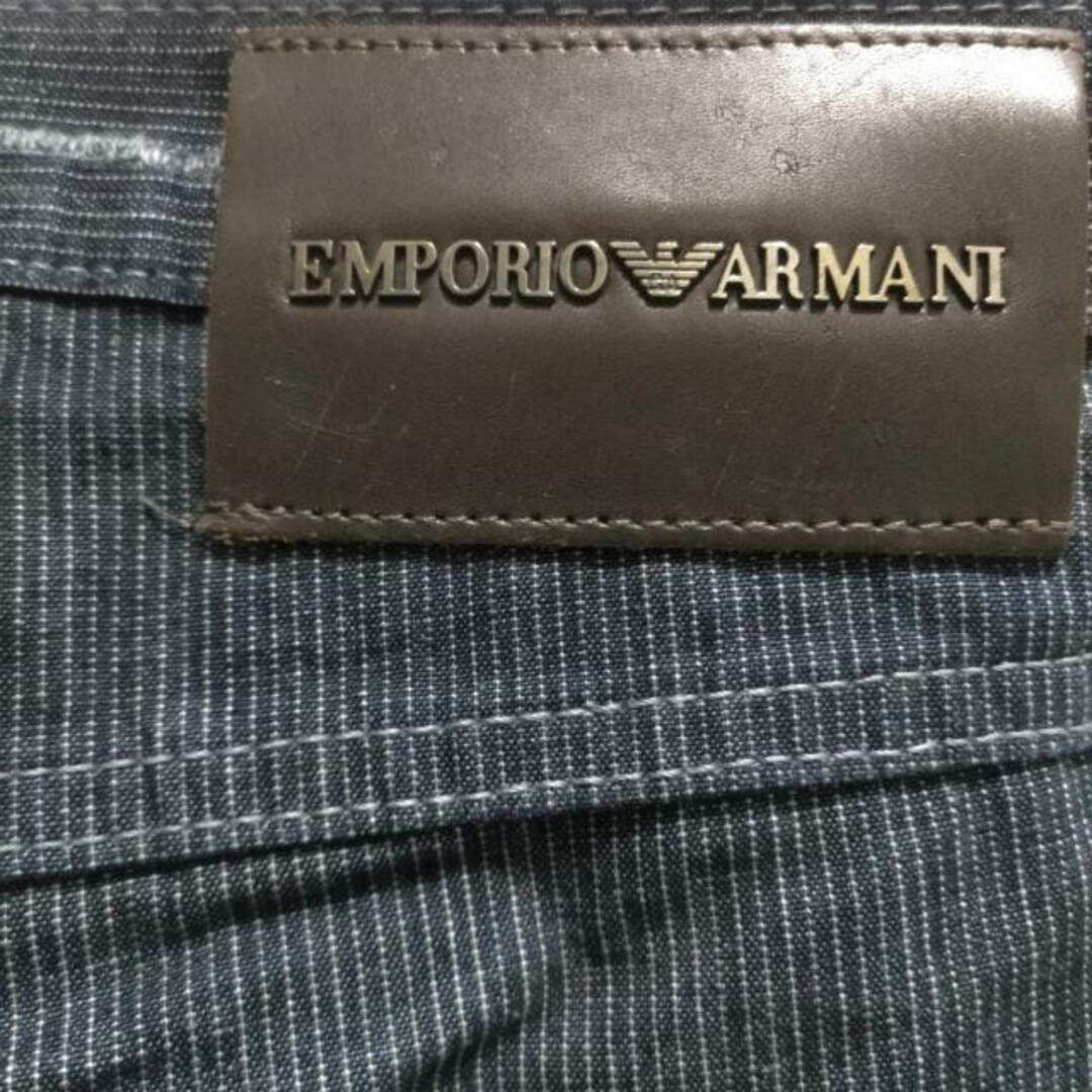 Emporio Armani(エンポリオアルマーニ)のEMPORIOARMANI(エンポリオアルマーニ) ジーンズ サイズ34 S メンズ - ダークネイビー×ライトグレー フルレングス/ストライプ/ダメージ加工 メンズのパンツ(デニム/ジーンズ)の商品写真