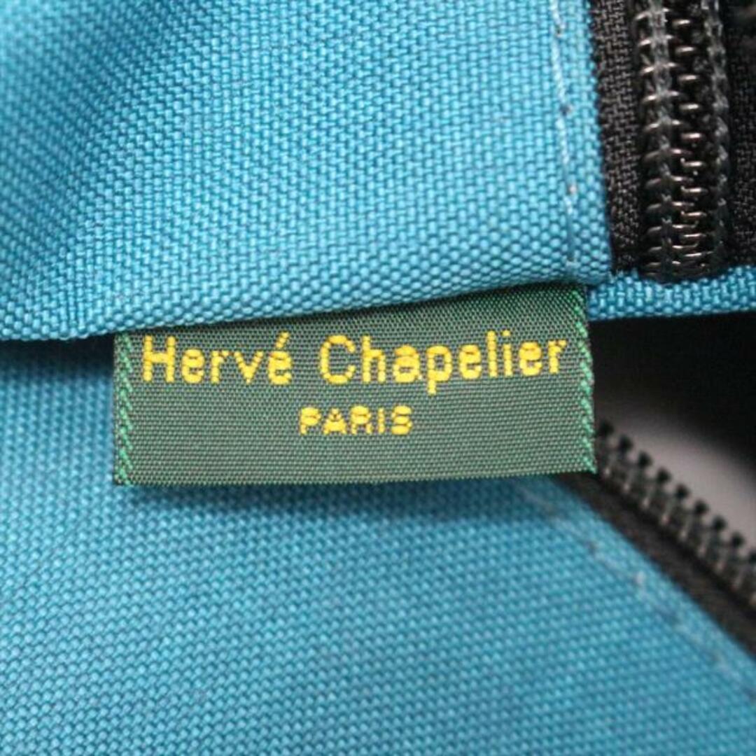 Herve Chapelier(エルベシャプリエ)のHerve Chapelier(エルベシャプリエ) ハンドバッグ美品  レザーハンドル舟型トートM ブルーグリーン×黒 NDライン ナイロン×レザー レディースのバッグ(ハンドバッグ)の商品写真