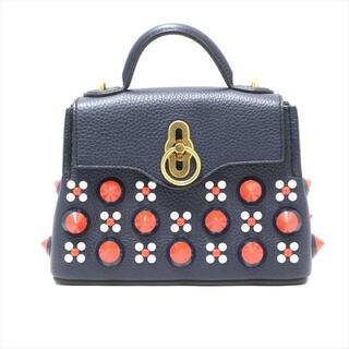 MULBERRY(マルベリー) ハンドバッグ美品  マイクロシートン ダークネイビー×レッド×白 ミニバッグ レザー×カラーストーン