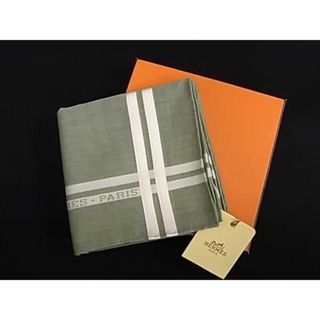 Hermes - ■新品■未使用■ HERMES エルメス コットン100％ スカーフ ハンカチーフ レディース メンズ グリーン系×ホワイト系 AU9895 