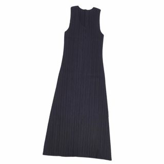 プリーツプリーズイッセイミヤケ(PLEATS PLEASE ISSEY MIYAKE)の美品 プリーツプリーズ イッセイミヤケ PLEATS PLEASE ワンピース ノースリーブ プリーツ トップス レディース 3 黒(ひざ丈ワンピース)