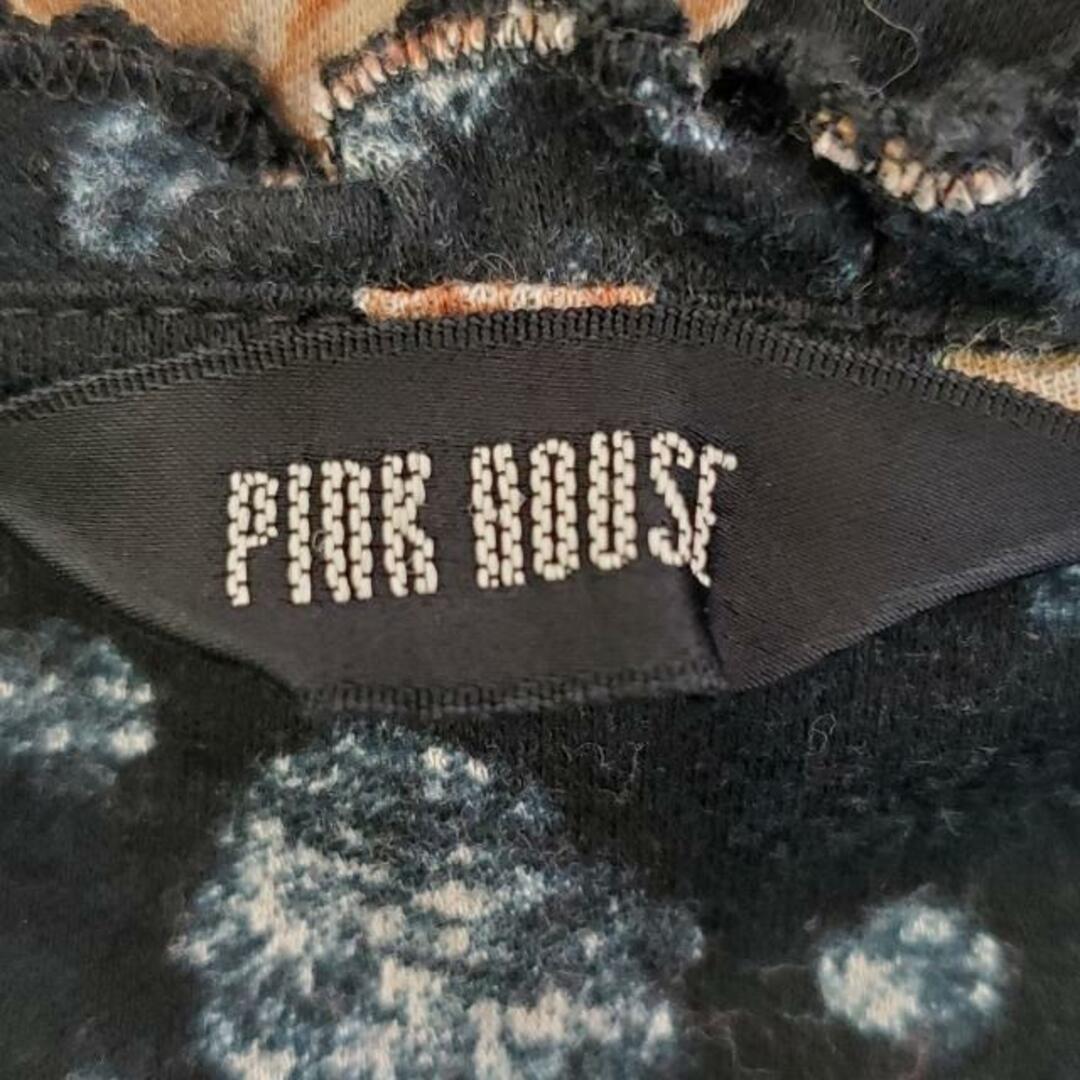 PINK HOUSE(ピンクハウス)のPINK HOUSE(ピンクハウス) ワンピース レディース美品  - 黒×ピンクベージュ×グリーン クルーネック/七分袖/ミニ/花柄 レディースのワンピース(その他)の商品写真