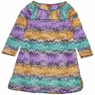 ミキハウス(mikihouse)の美品 ミッソーニ MISSONI ニット ワンピース ドレス ロングスリーブ 長袖 総柄 トップス レディース 44 マルチカラー(ひざ丈ワンピース)