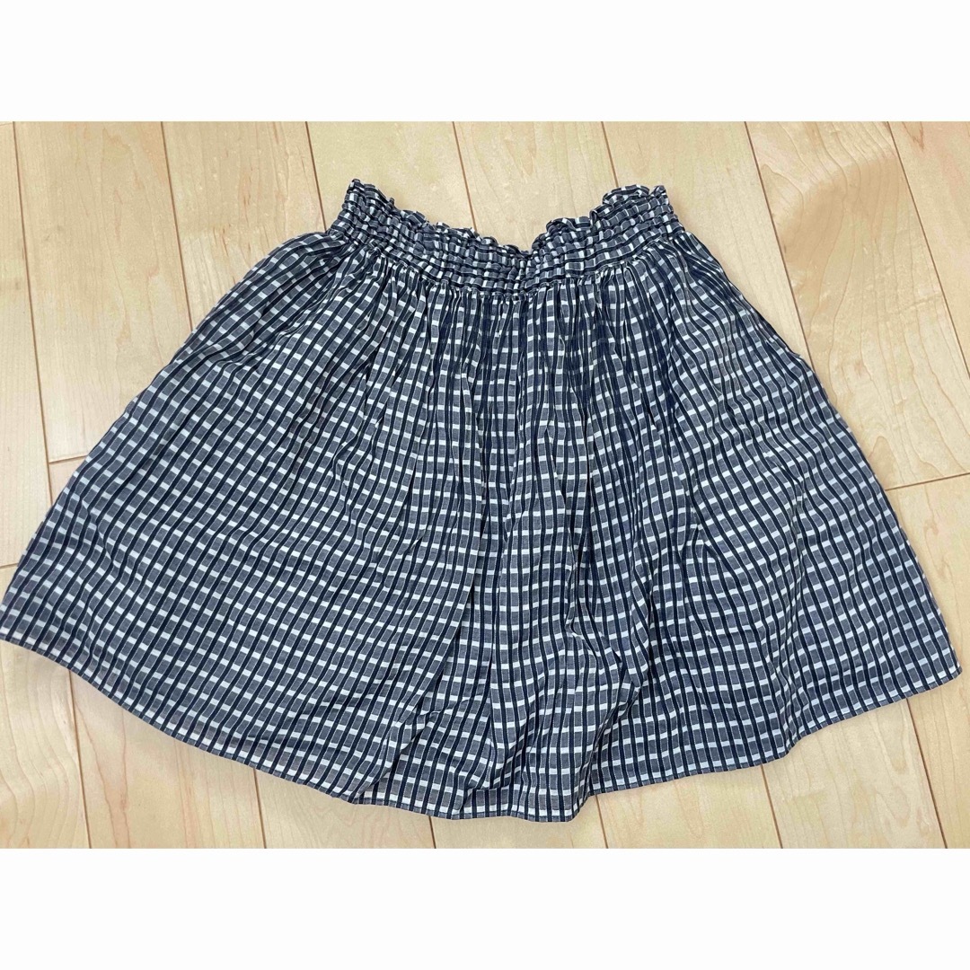 TOCCA(トッカ)のTOCCA リボン付きフレアスカート　120 ネイビー　チェック　コットン キッズ/ベビー/マタニティのキッズ服女の子用(90cm~)(スカート)の商品写真