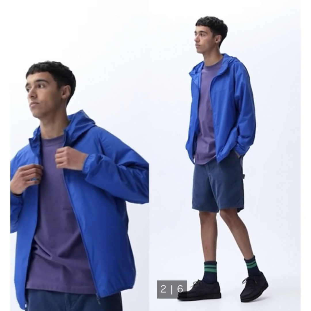 UNIQLO(ユニクロ)の新品　ユニクロ　ポケッタブルUVカットパーカ（3Dカット）Lサイズ　65ブルー メンズのジャケット/アウター(ナイロンジャケット)の商品写真