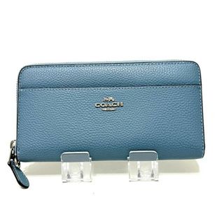 コーチ(COACH)のCOACH(コーチ) 長財布 ペブルレザー リストレット アコーディオン ジップ アラウンド 76517 ライトブルー ラウンドファスナー レザー(財布)