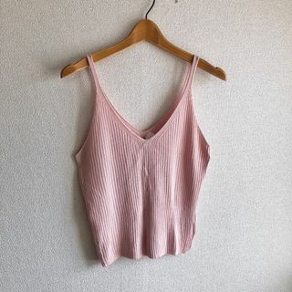 エイチアンドエム(H&M)のH&M♡ニットタンク♡ピンクSサイズ♡美品♡海コーデ♡プール♡エイチ&エム♡(キャミソール)