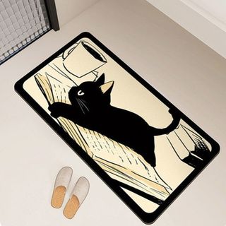 【限定sale！】　黒猫　珪藻土　吸水マット　バスマット　滑り止め　手洗い可(バスマット)