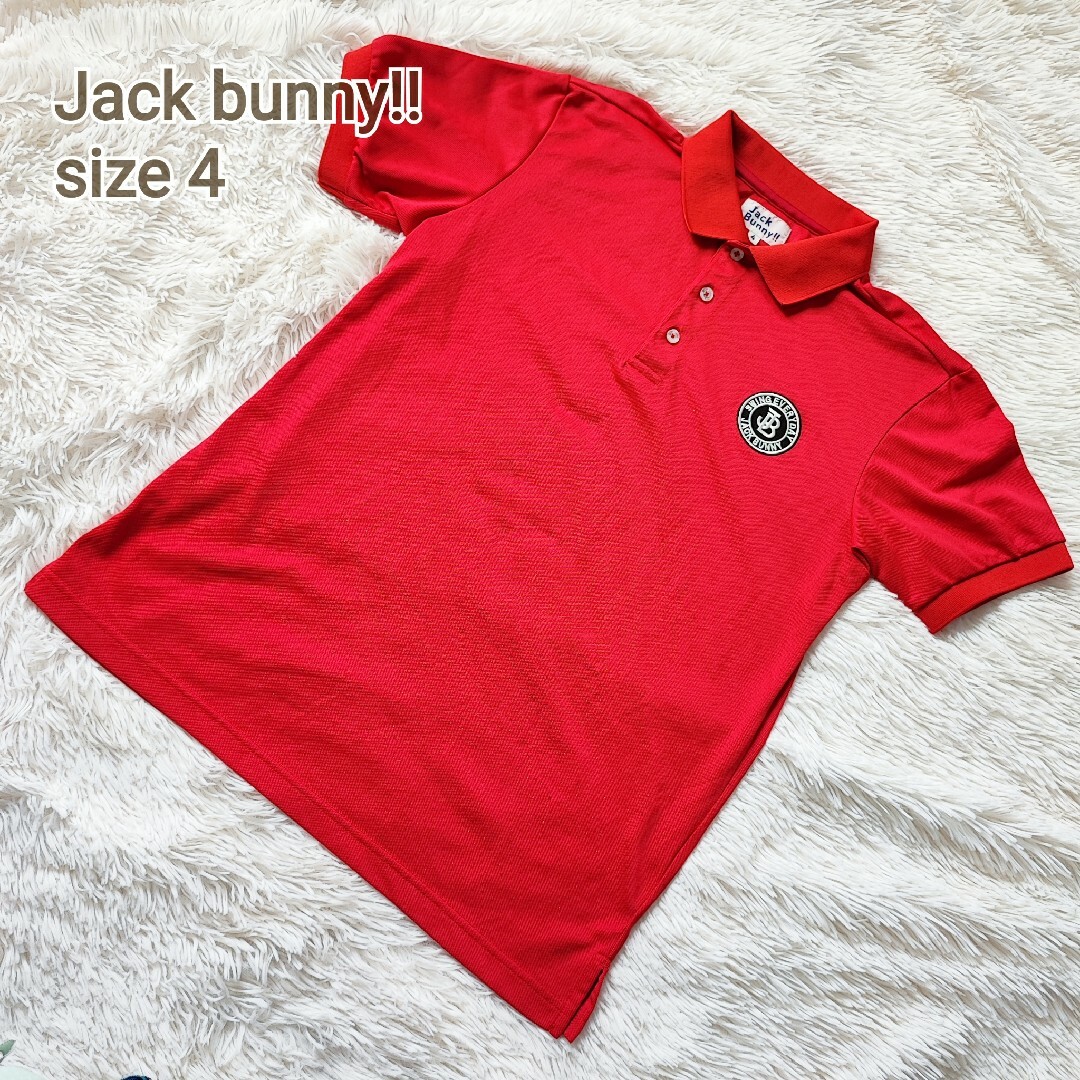 JACK BUNNY!!(ジャックバニー)のJack bunny!! メンズ ポロシャツ size 4 ゴルフウェア 赤 スポーツ/アウトドアのゴルフ(ウエア)の商品写真