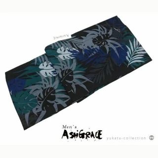 男性用 ゆかた 浴衣 単品 ViVi  Men's-ASHGRACE 黒地/ 葉(浴衣)