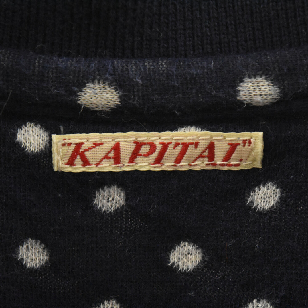 KAPITAL(キャピタル)のKAPITAL キャピタル ヘンプ混 ダイバーパッチ ドット半袖ポロシャツ ネイビー メンズのトップス(ポロシャツ)の商品写真