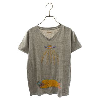 キャピタル(KAPITAL)のKAPITAL キャピタル UFO フル刺繍 Vネック半袖Tシャツ グレー(Tシャツ/カットソー(半袖/袖なし))