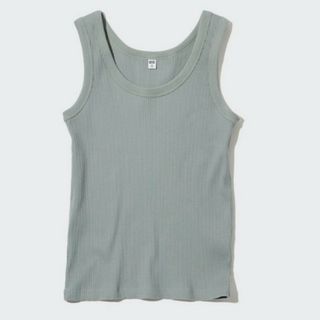 UNIQLO リブタンクトップ M モスグリーン(タンクトップ)