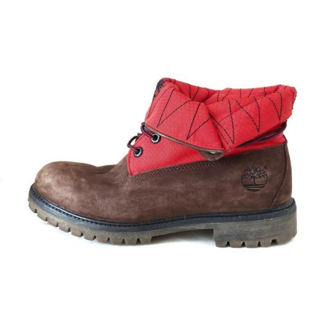 Timberland(ティンバーランド)のTimberland(ティンバーランド) ショートブーツ 8 W メンズ - ダークブラウン×レッド ロールトップ ヌバック×ナイロン メンズの靴/シューズ(ブーツ)の商品写真