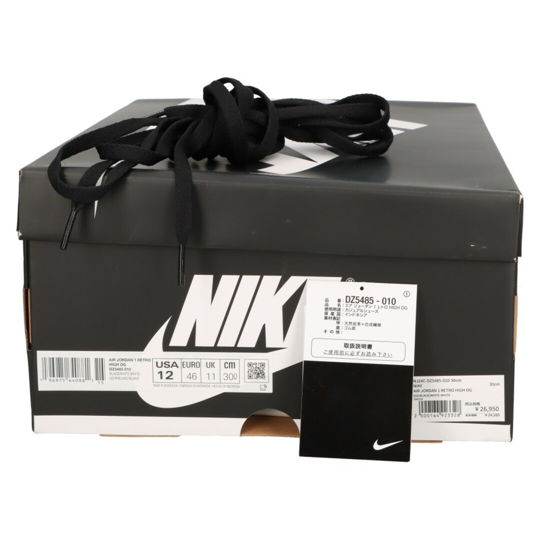 NIKE(ナイキ)のNIKE ナイキ AIR JORDAN 1 RETRO HIGH OG エア ジョーダン 1 レトロ ハイカットスニーカー ブラック/ホワイト US12/30cm DZ5485-010 メンズの靴/シューズ(スニーカー)の商品写真