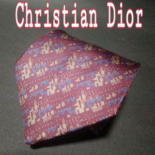 クリスチャンディオール(Christian Dior)の【極美品】  クリスチャンディオール  ストライプ　ネクタイ  ボルドー(ネクタイ)