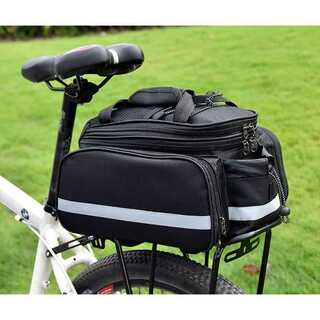 自転車 リアバッグ 拡張可能 ブラック 大容量 N088(バッグ)