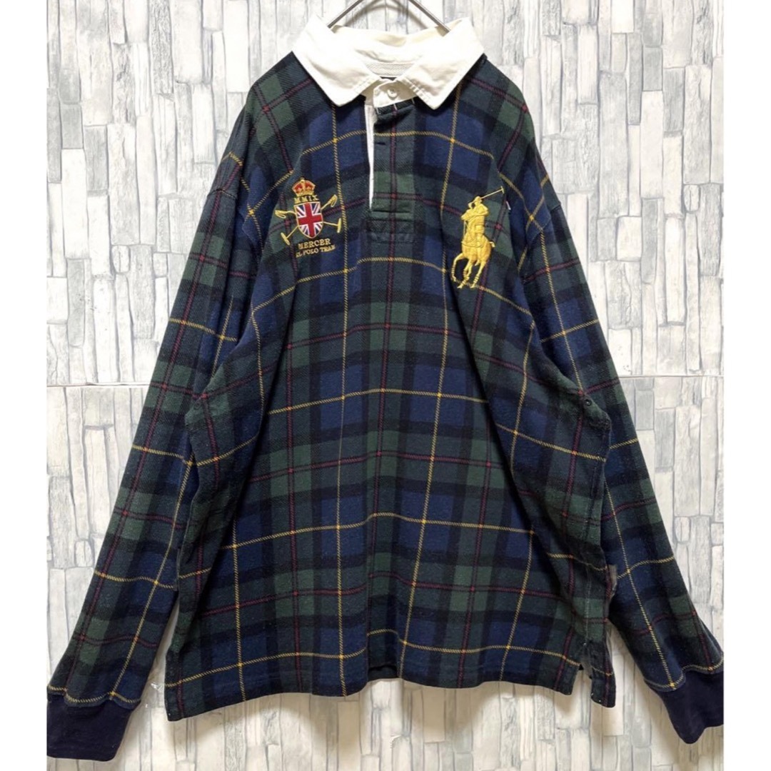 POLO RALPH LAUREN(ポロラルフローレン)のポロバイ ラルフローレン 長袖 ブラックウォッチ ラガーシャツ XL 刺繍ロゴ メンズのトップス(ポロシャツ)の商品写真