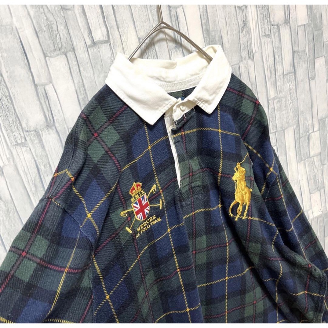 POLO RALPH LAUREN(ポロラルフローレン)のポロバイ ラルフローレン 長袖 ブラックウォッチ ラガーシャツ XL 刺繍ロゴ メンズのトップス(ポロシャツ)の商品写真