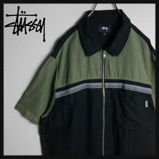 ステューシー(STUSSY)の【即完モデル】ステューシー　ワンポイントロゴ　半袖シャツ　フルジップ　胸ポケット(シャツ)