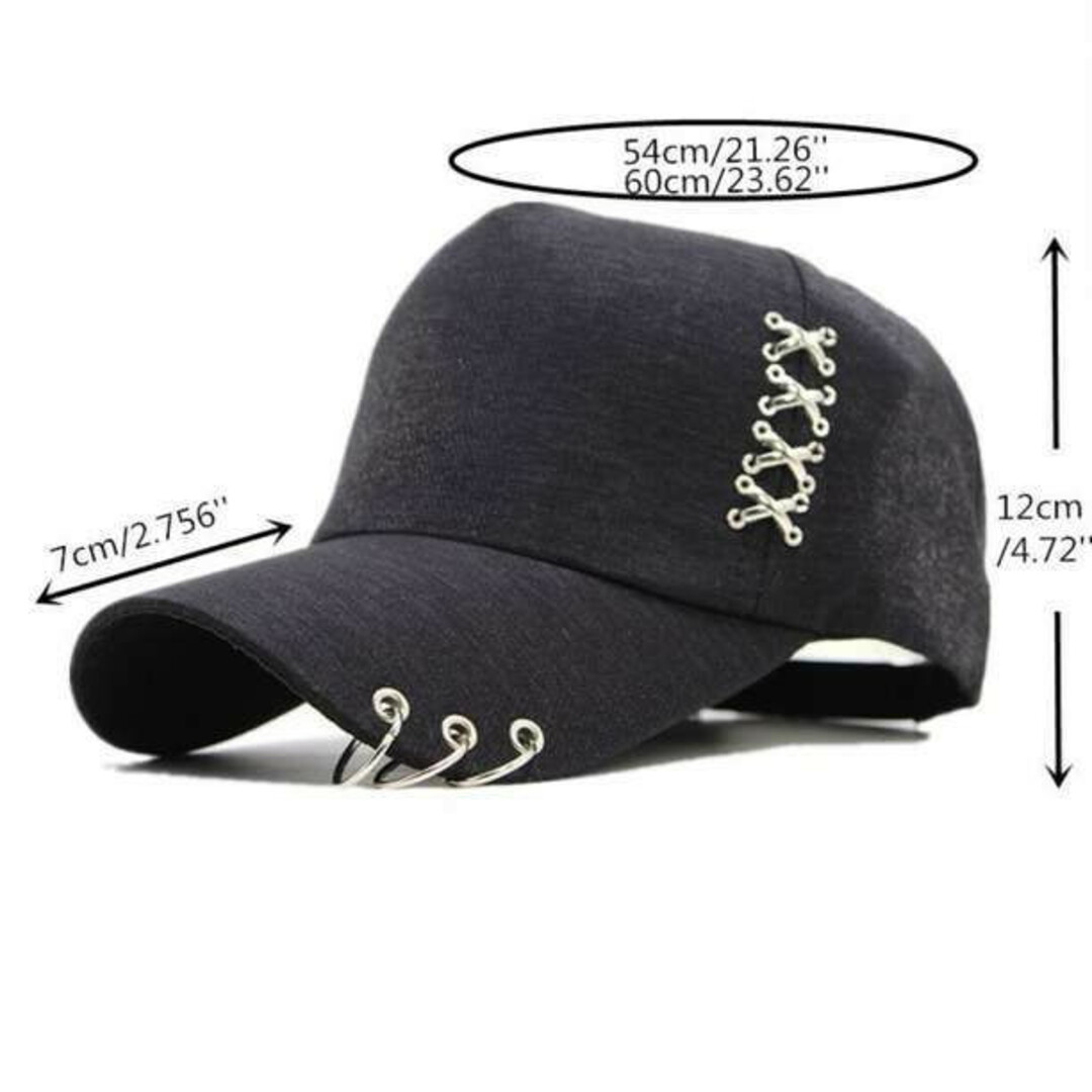 キャップ ブラック ユニセックス 帽子 メンズ レディース リング 男女兼用 メンズの帽子(キャップ)の商品写真