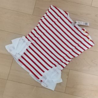 プティマイン(petit main)のpetit main☆裾フリル ノースリーブTシャツ 新品未使用タグ付(Tシャツ/カットソー)