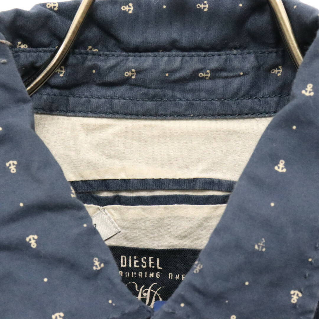 DIESEL(ディーゼル)のDIESEL ディーゼル 錨プリントストレッチ長袖シャツ ネイビー メンズのトップス(シャツ)の商品写真