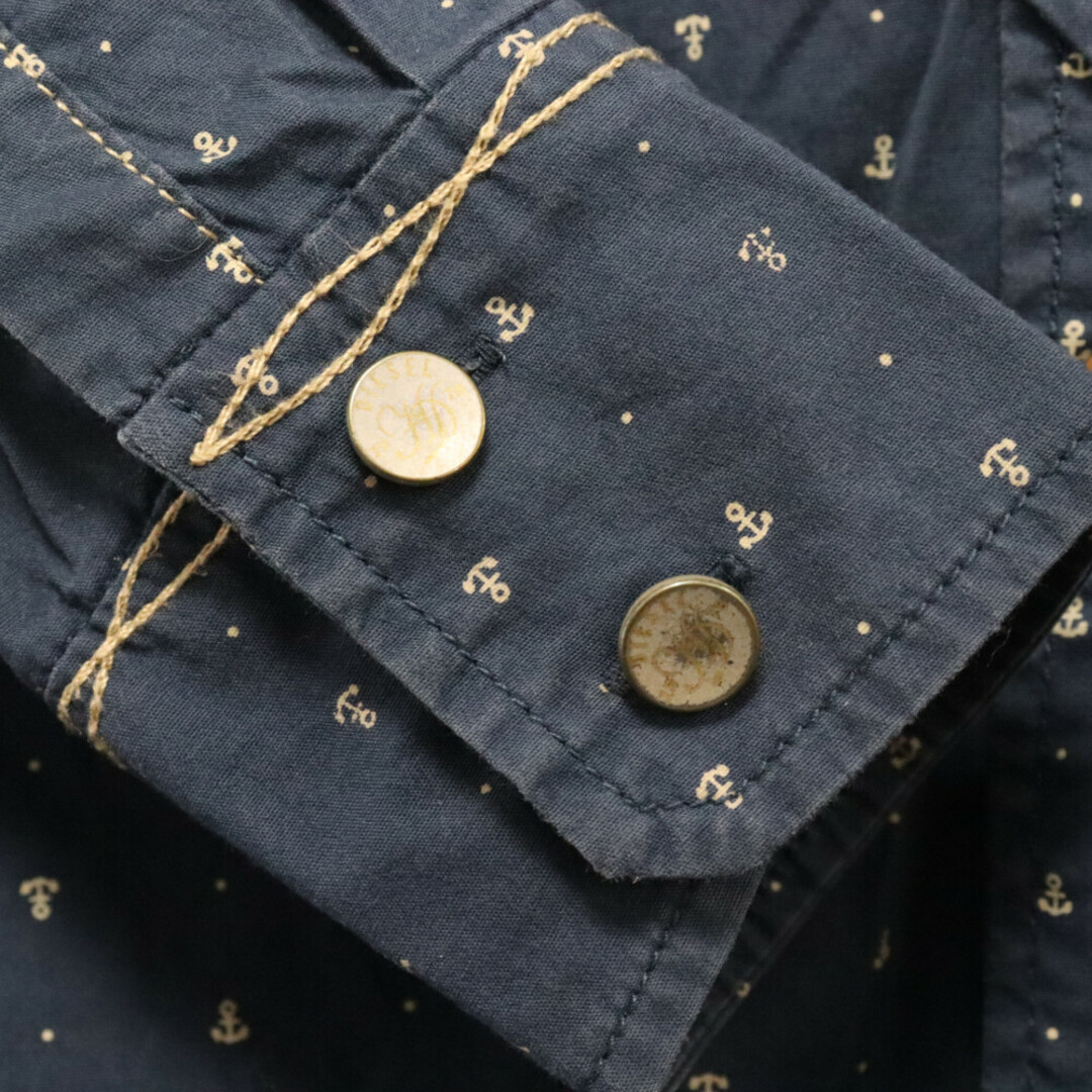 DIESEL(ディーゼル)のDIESEL ディーゼル 錨プリントストレッチ長袖シャツ ネイビー メンズのトップス(シャツ)の商品写真