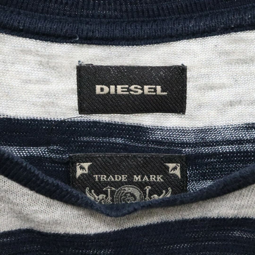 DIESEL(ディーゼル)のDIESEL ディーゼル ボーダー長袖Tシャツ ロングスリーブカットソー ネイビー メンズのトップス(Tシャツ/カットソー(七分/長袖))の商品写真