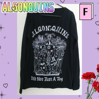 アルゴンキン(ALGONQUINS)のレア ALGONQUINS ゴンキン 黒 カットソー 長袖 プリントTシャツ(Tシャツ(長袖/七分))