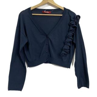 Max Mara STUDIO(マックスマーラスタジオ) カーディガン サイズL レディース美品  ネイビー 左身頃にフリル(カーディガン)